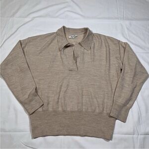 Madewell Women’s Size L Polo Sweater Boxy Cropped Merino Wool‎ Preppy
